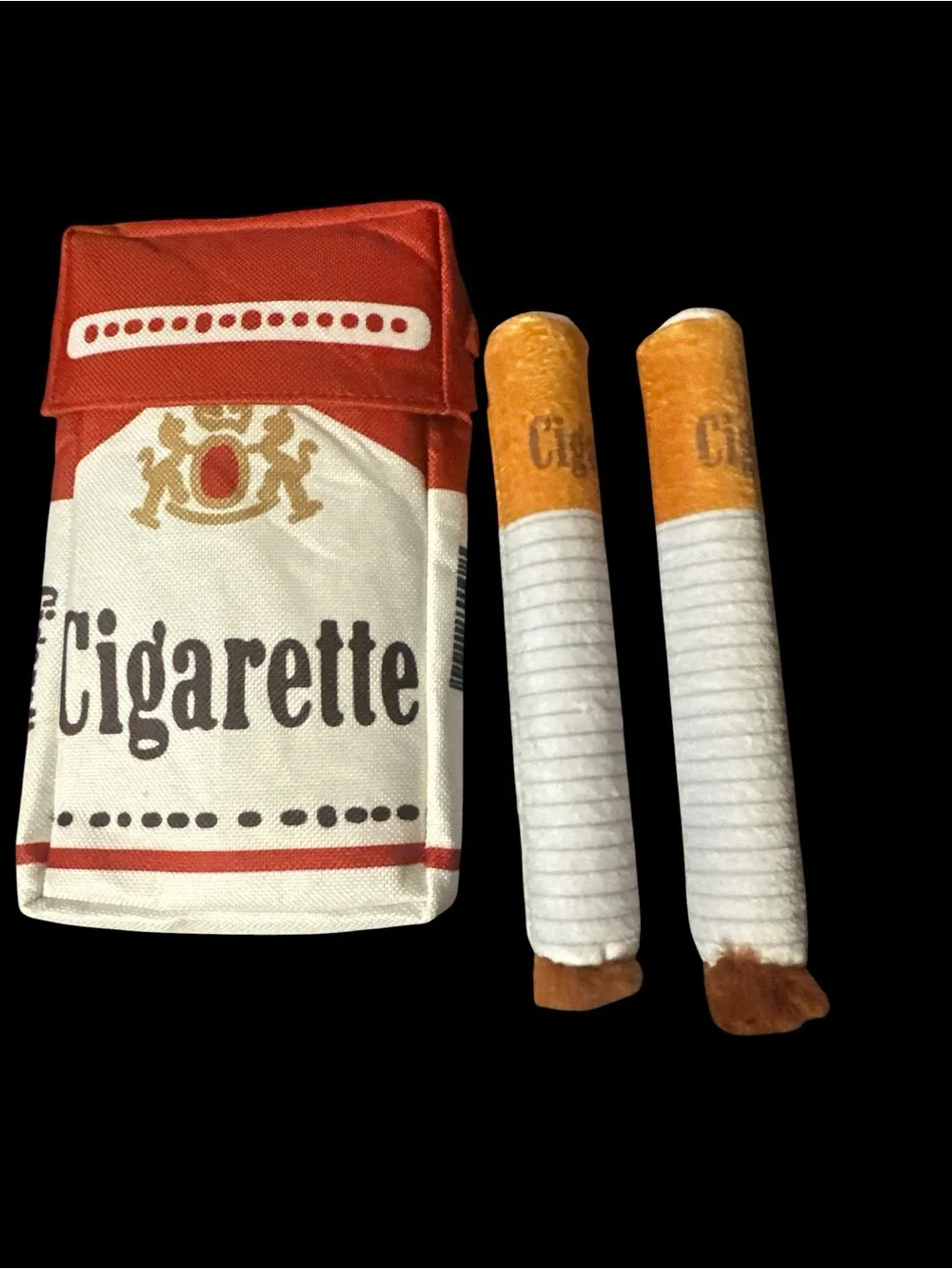 Plush Novelty Cigarette Pack Dog Toy - Red and White